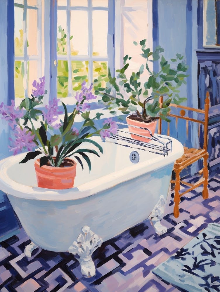 A Bathtube Full Lavender In A Bathroom 3