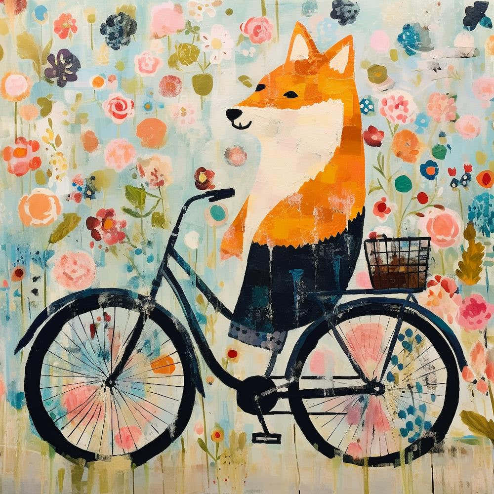 Fox On A Bike