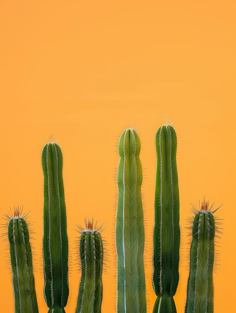 Cactus On Orange Background 1