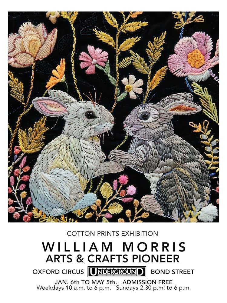 William Morris Easter Rabbits Textile Liberty London