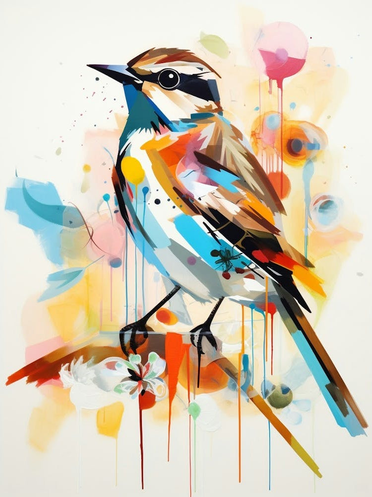 Bird Painting Collage Lark 3