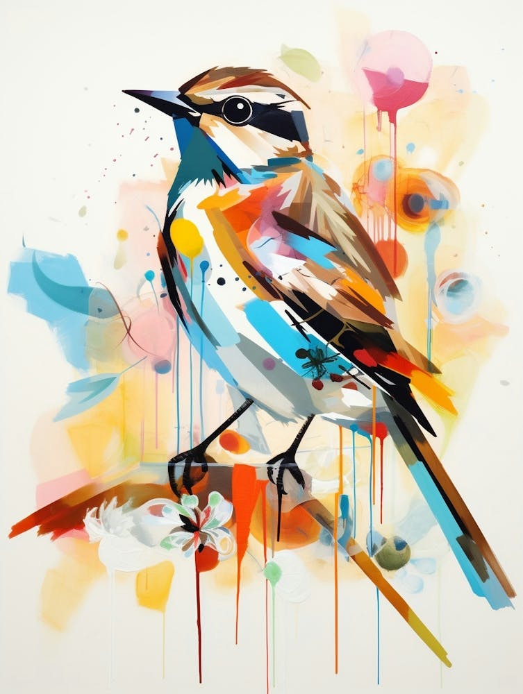 Bird Painting Collage Lark 3