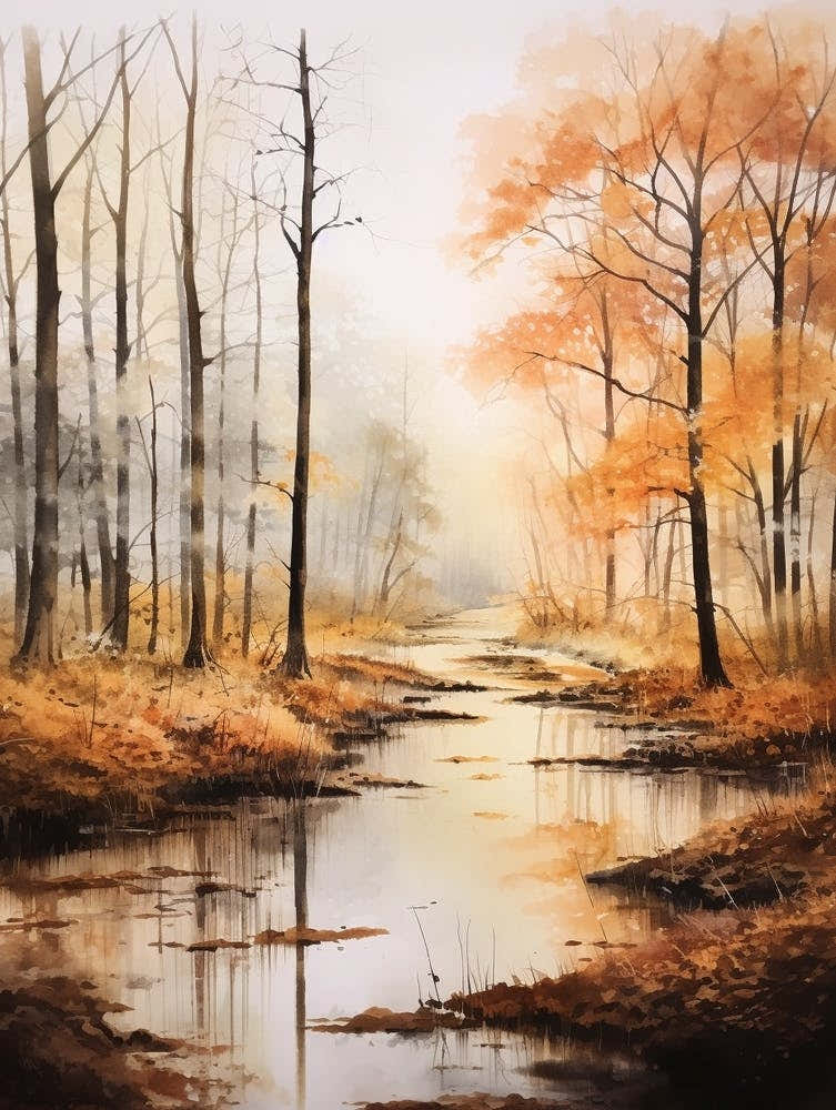 Autumn Forest Landscape Bialowieza Forest Poland 4