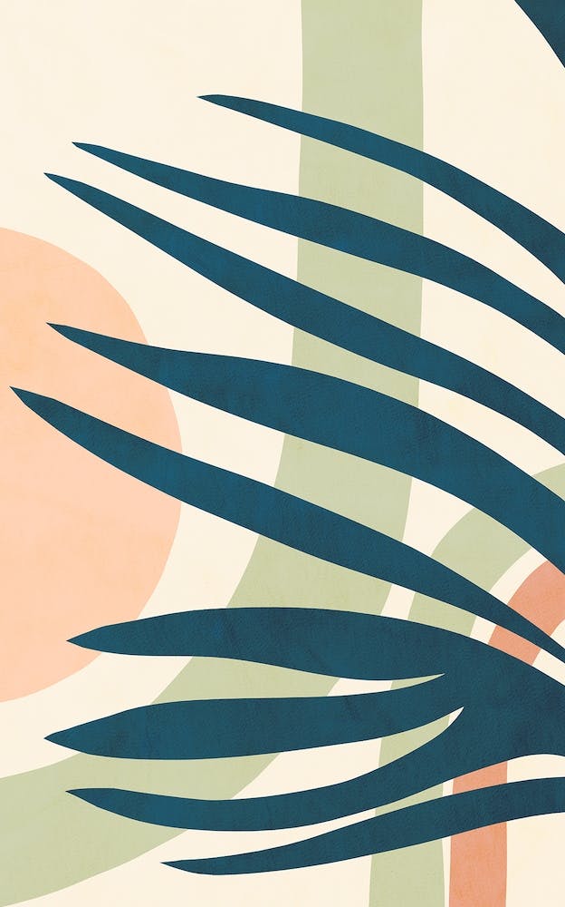 Earthy Tropical Foliage Blue 4