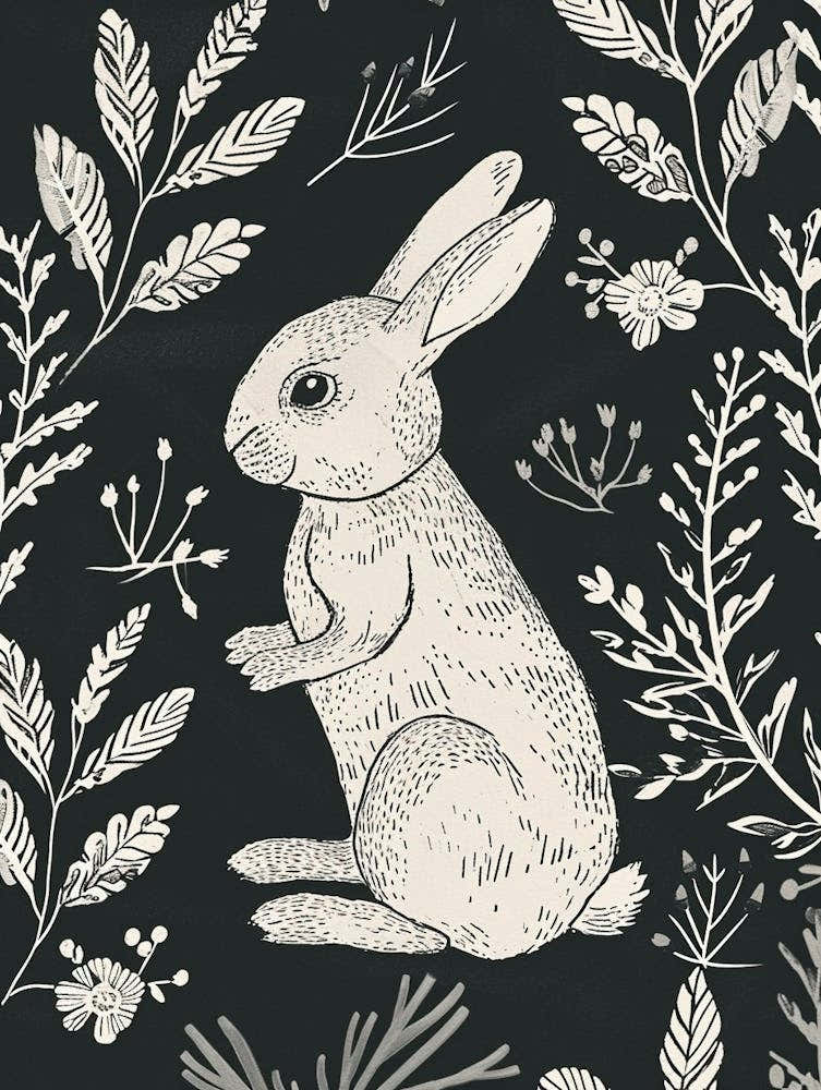 Mini Rex Rabbit Minimalist Illustration 1