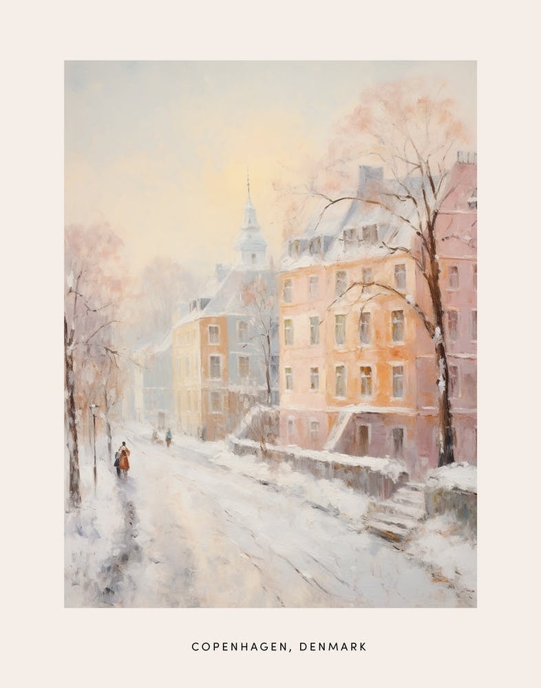 Dreamy Winter Painting Poster Copenhagen Denmark 3