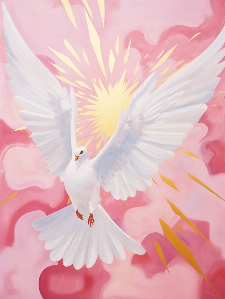 Pink Ethereal Bird Painting Dove 3