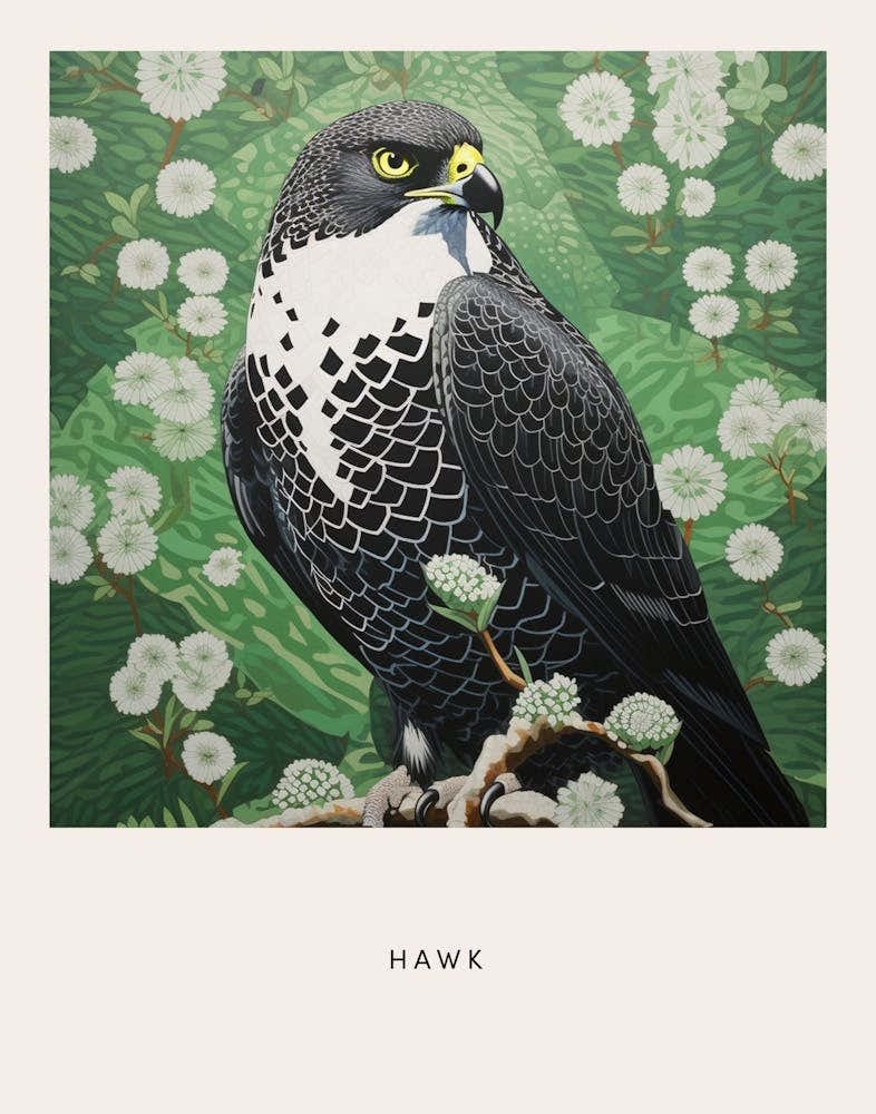 Ohara Koson Inspired Bird Painting Hawk 1 Poster