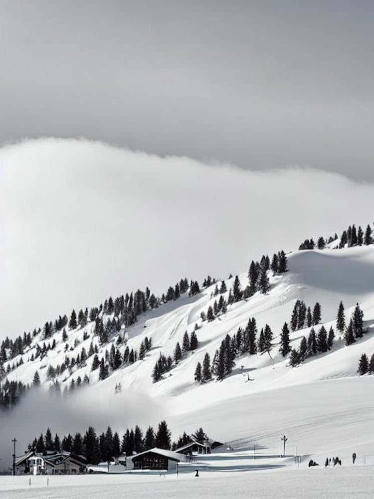 Skiwelt Wilder Kaiser Brixental, Austria Black And White Skiing Poster