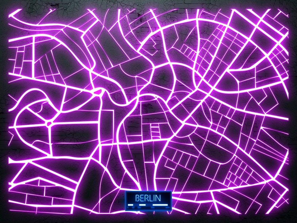 Berlin, Germany - Neon City Map