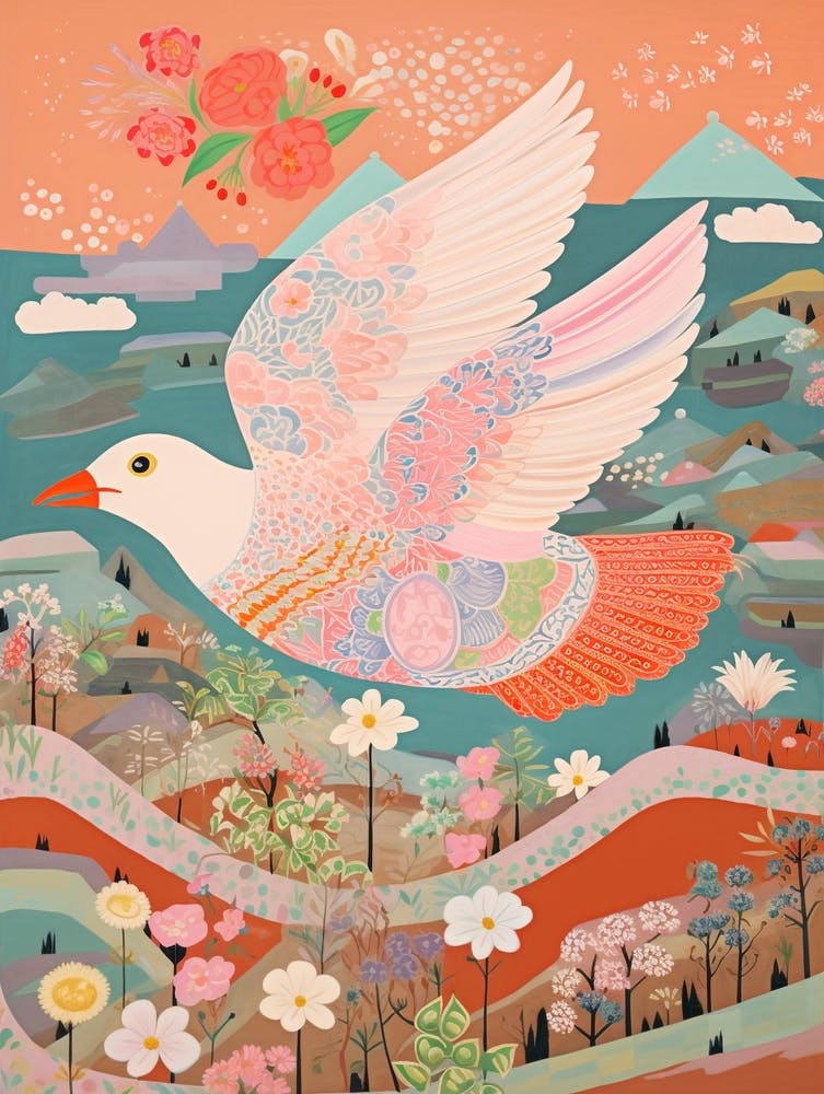 Maximalist Bird Painting Pigeon 2