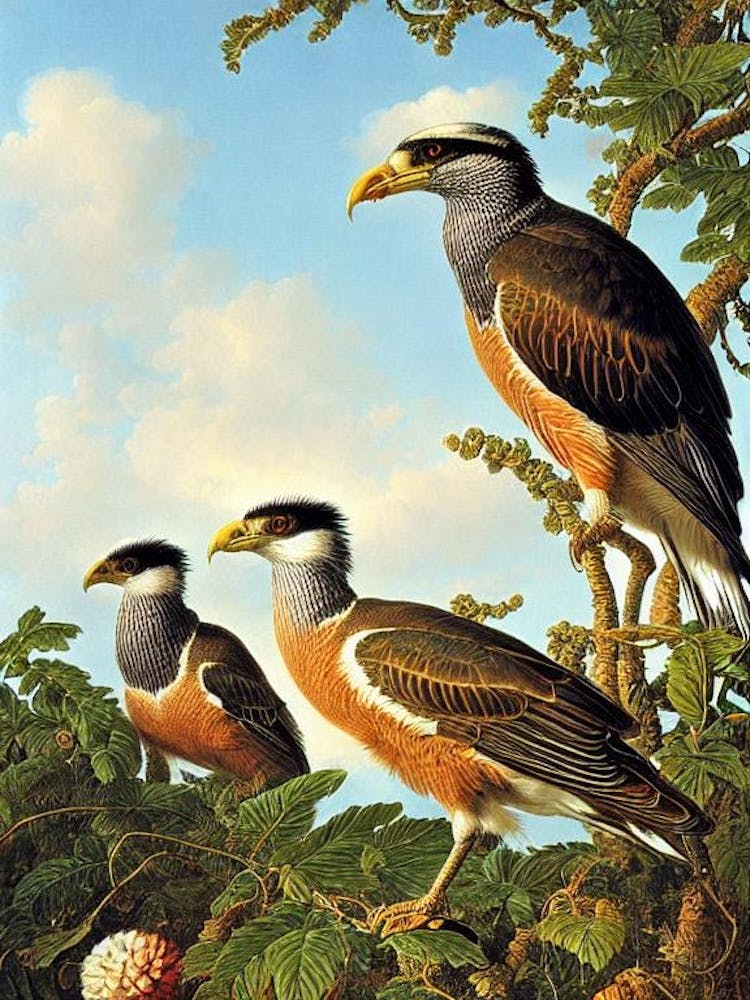 Crested Caracara Haeckel Style Vintage Illustration Bird