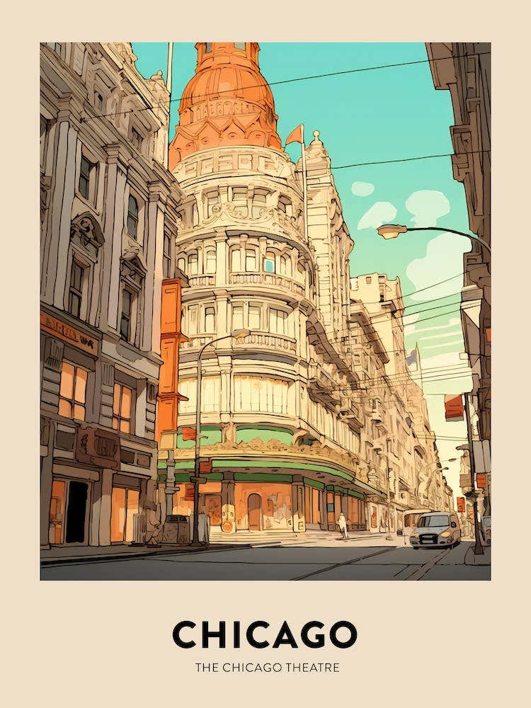 The Chicago Theatre Chicago Travel Poster