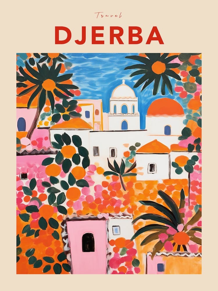 Djerba Tunisia Fauvist Travel Poster