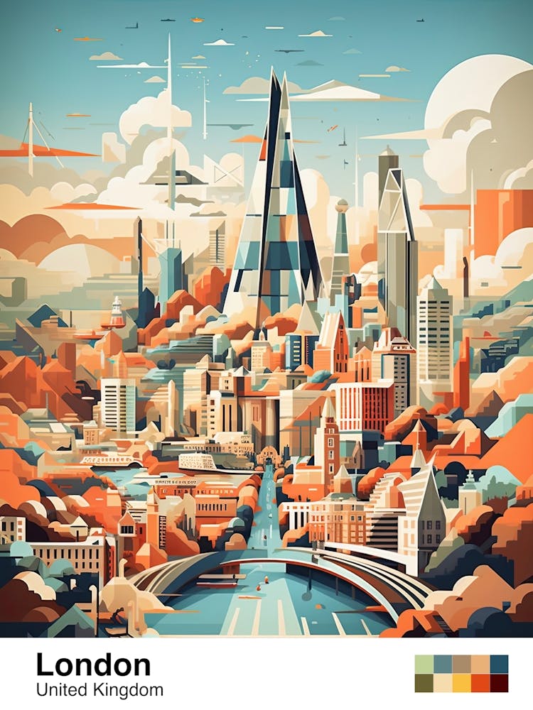 London, United Kingdom, Geometric Illustration 1 Poster