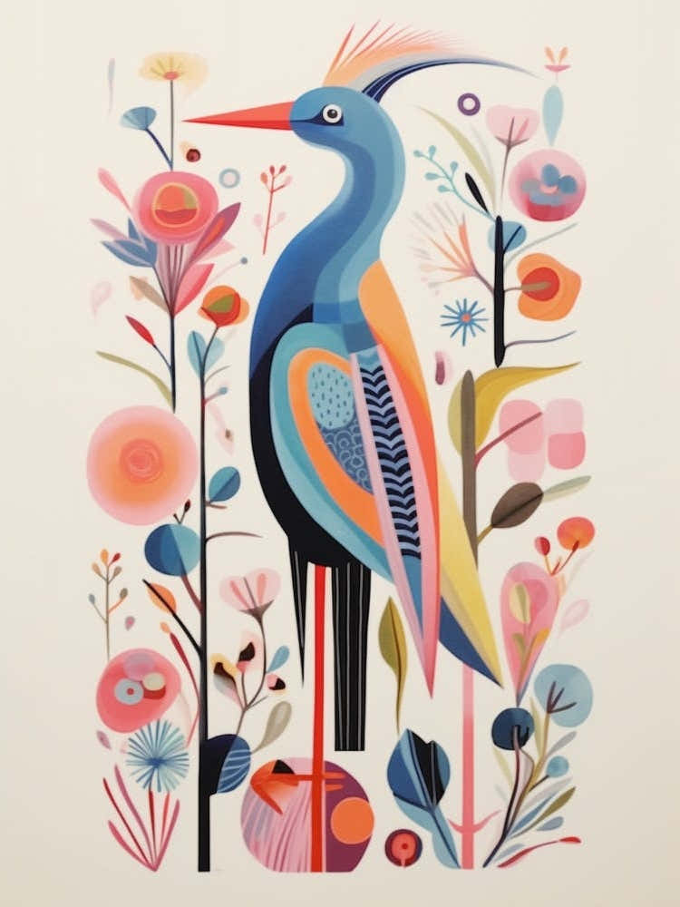 Colourful Scandi Bird Crane 2