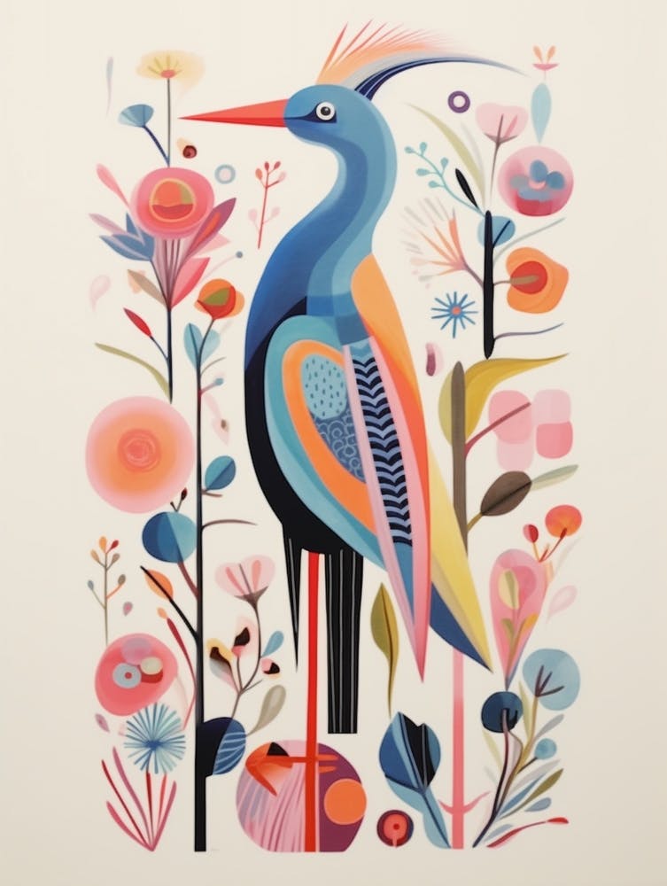 Colourful Scandi Bird Crane 2