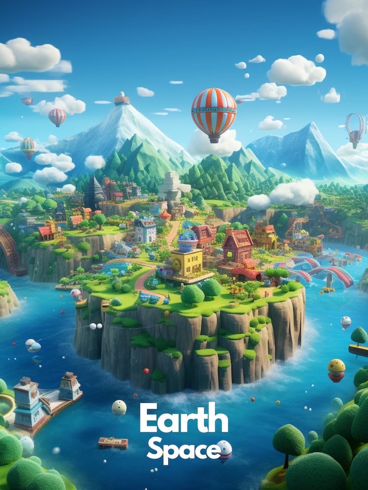 Earth Travel Poster Bubble Planet