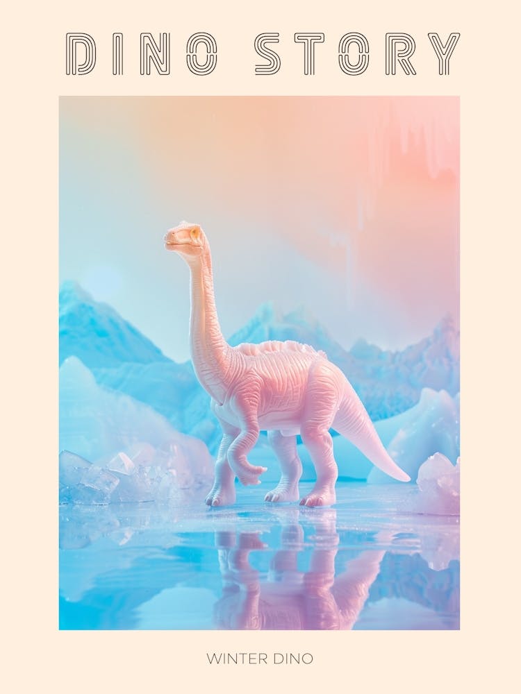 Pastel Toy Dinosaur In A Icy Landscape 1 Poster