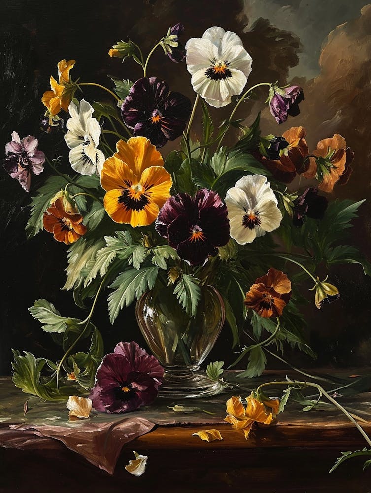 Baroque Floral Still Life Wild Pansy 4