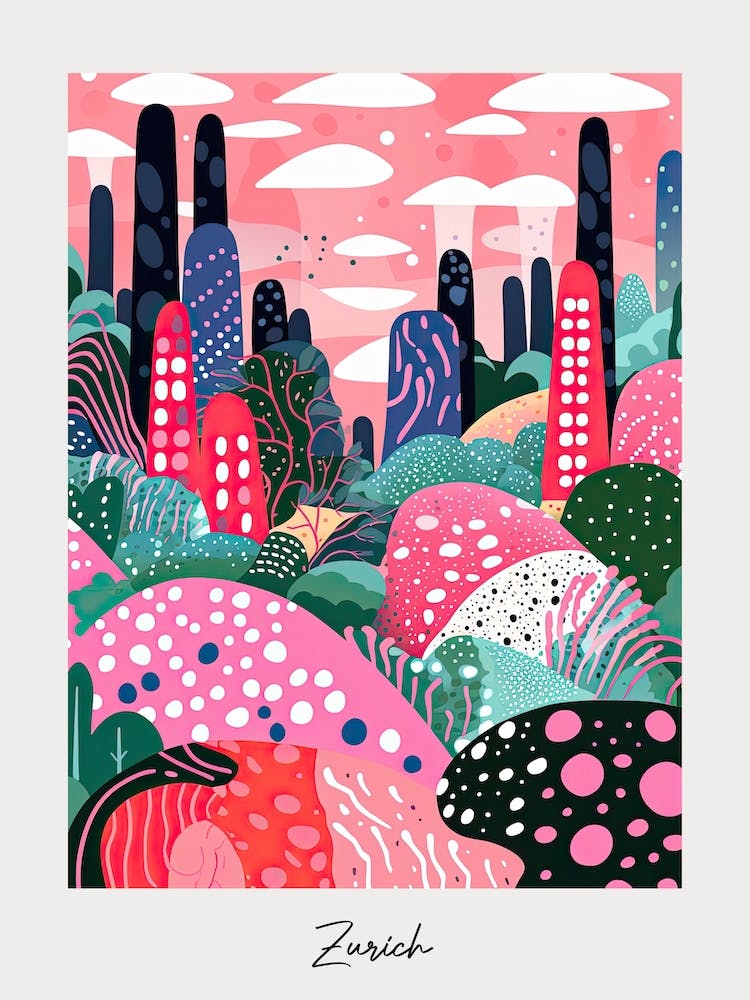 Poster Of Zurich, Illustration In The Style Of Pop Art 4