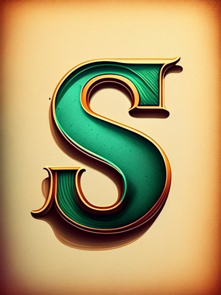 S  Letter, Alphabet Retro Drawing 1