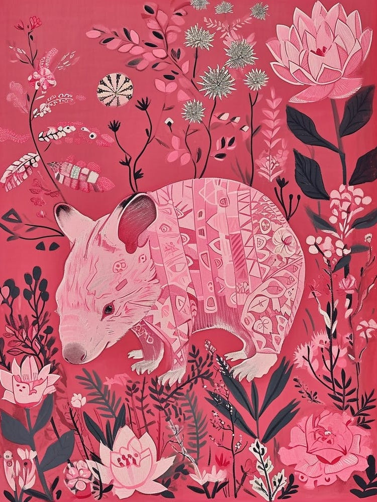 Floral Animal Painting Wombat 2