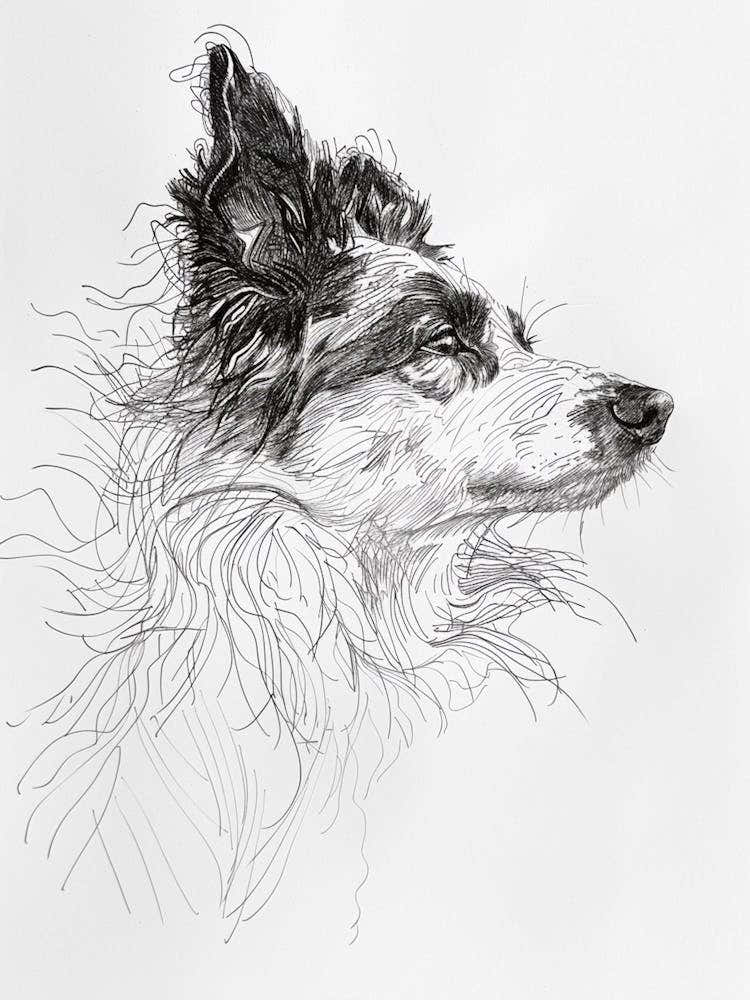 Icelandic Sheepdog Line Art 2
