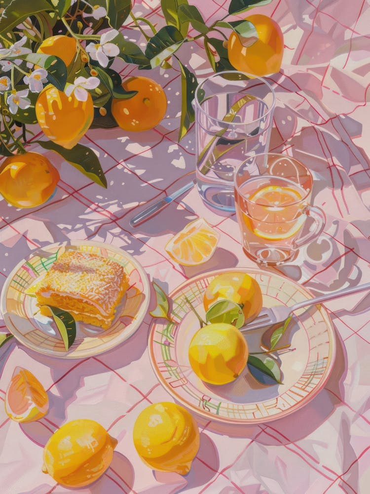 Pink Breakfast Food Lemon Cake 1