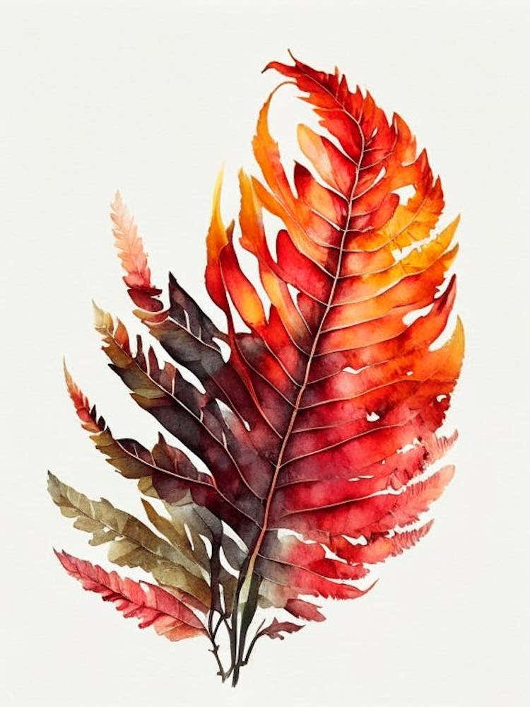 Fire Fern Watercolour