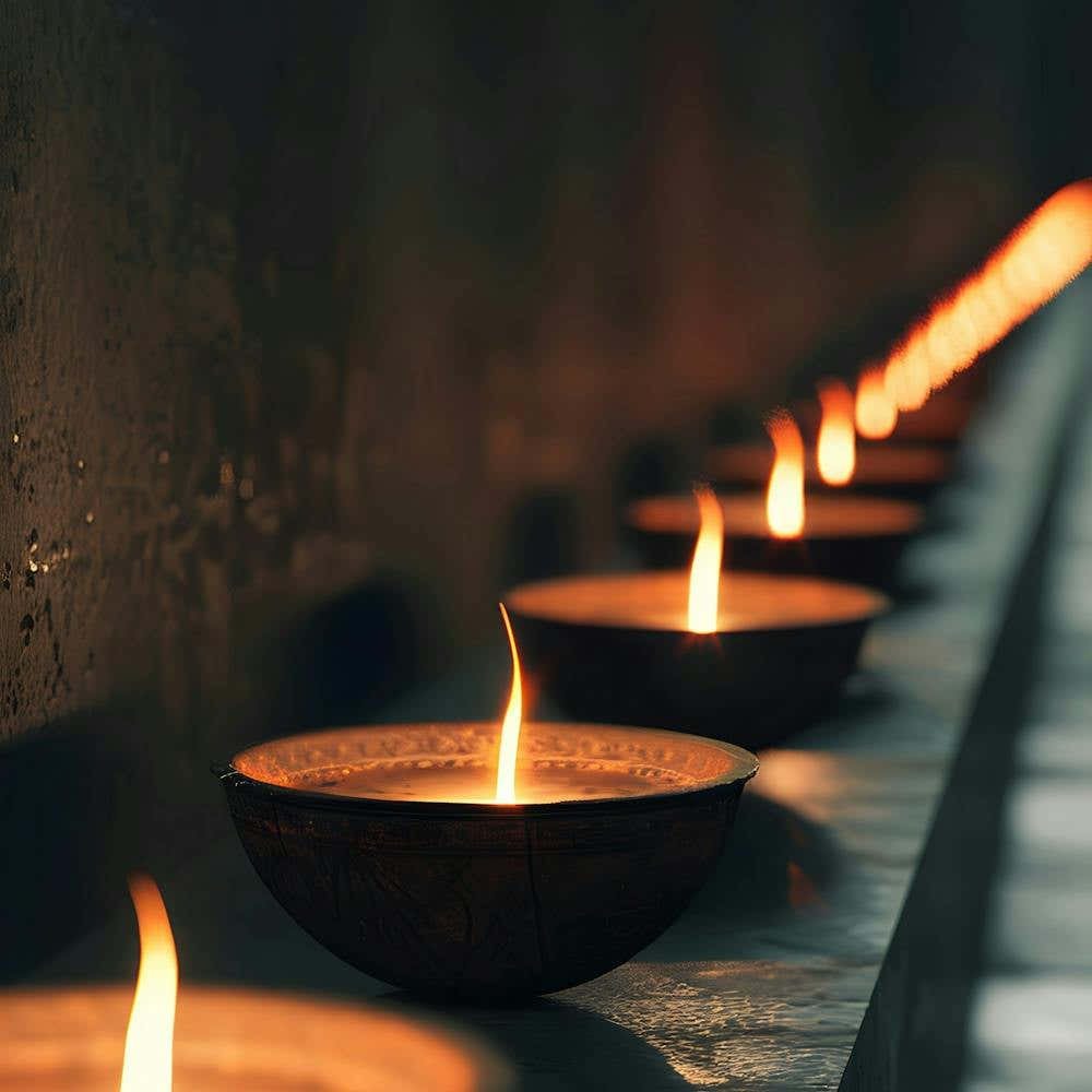 Lit Candles In A Row 2