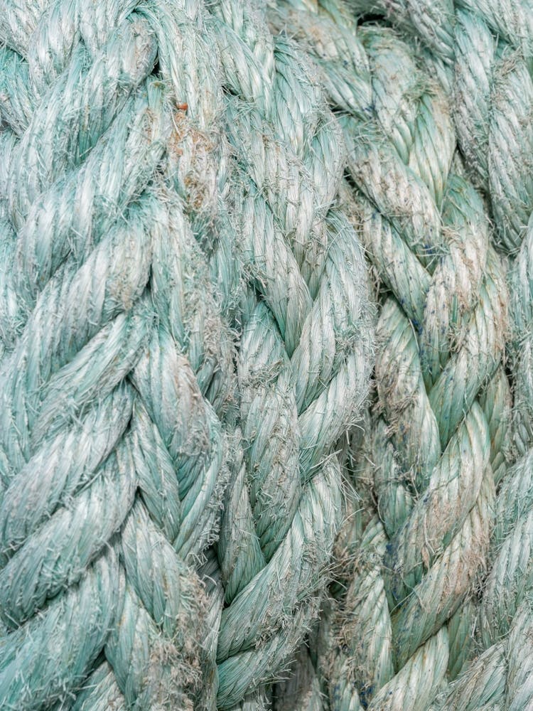 Summer teal pattern - ships rope on a ferry in a fjord in Norway - nature and travel photography by Christa Stroo