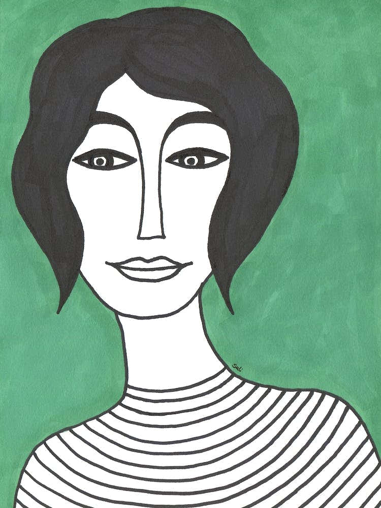 Woman on Green Background Illustration