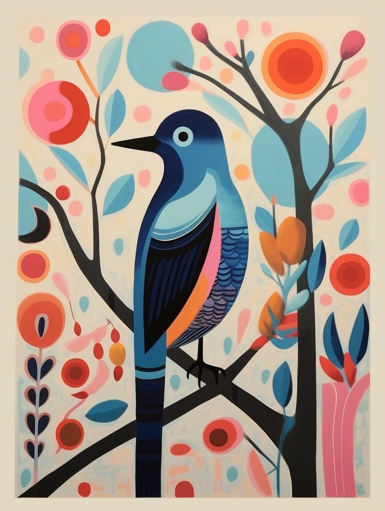 Colourful Scandi Bird Bluebird 1