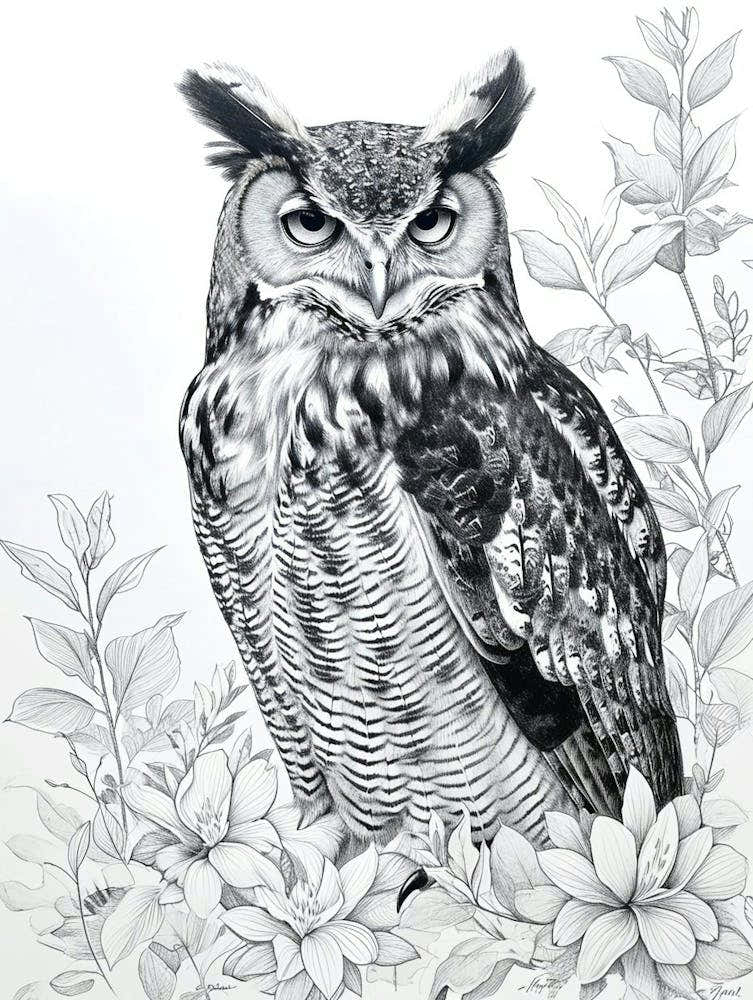 Philipine Eagle Owl Drawing 1