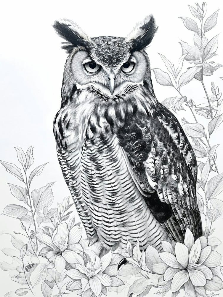 Philipine Eagle Owl Drawing 1