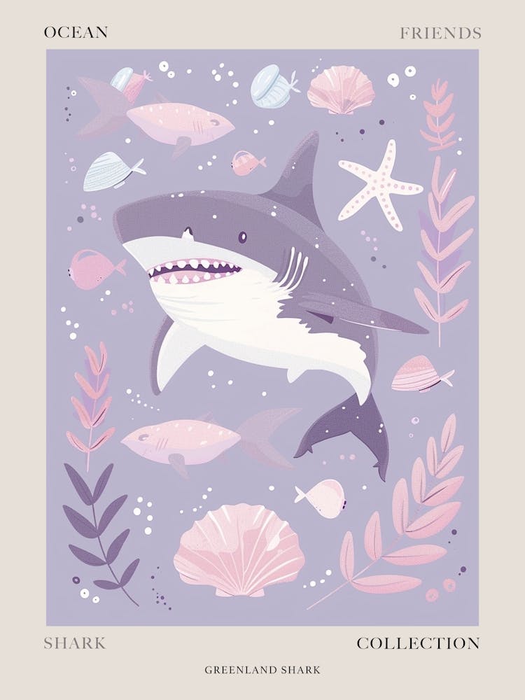 Purple Greenland Shark Illustration 2 Poster