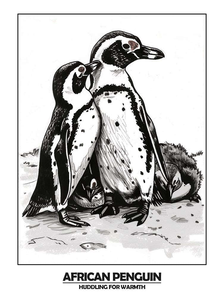 Penguin Huddling For Warmth Poster 2