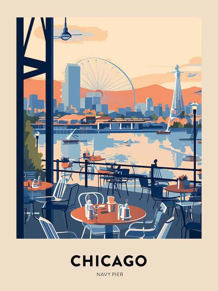 Navy Pier Chicago Travel Poster