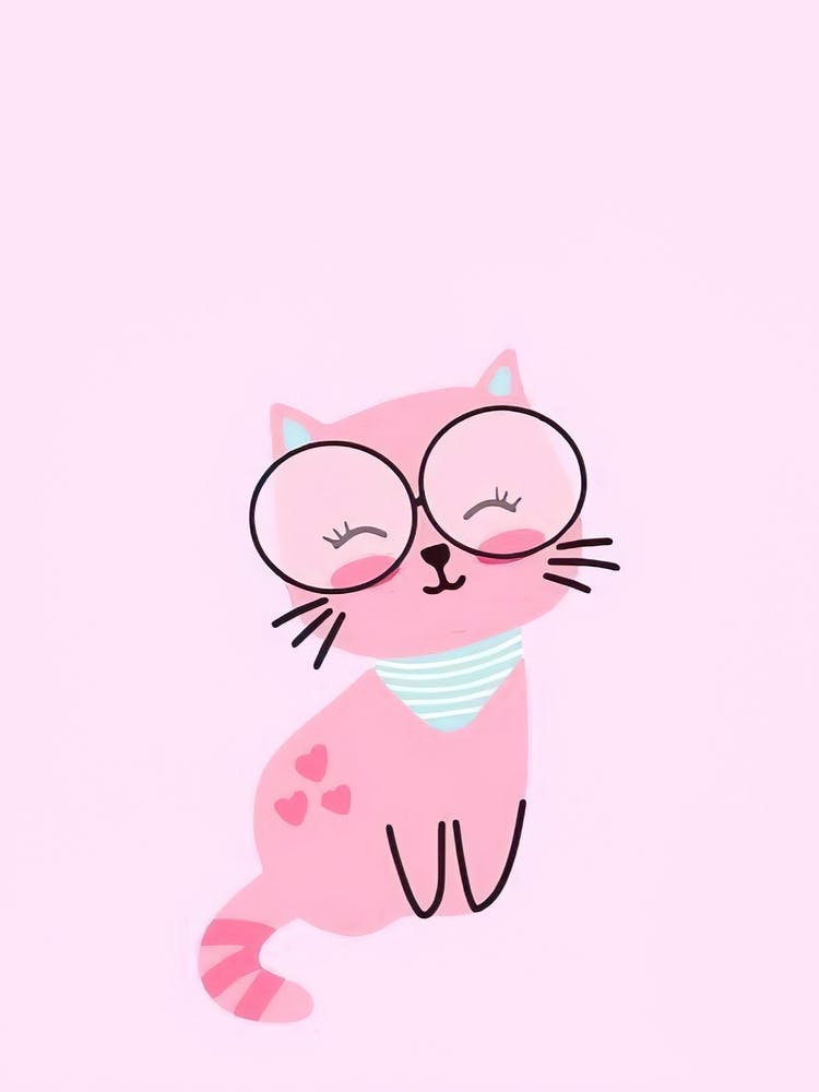 Pink Cat In Glasses