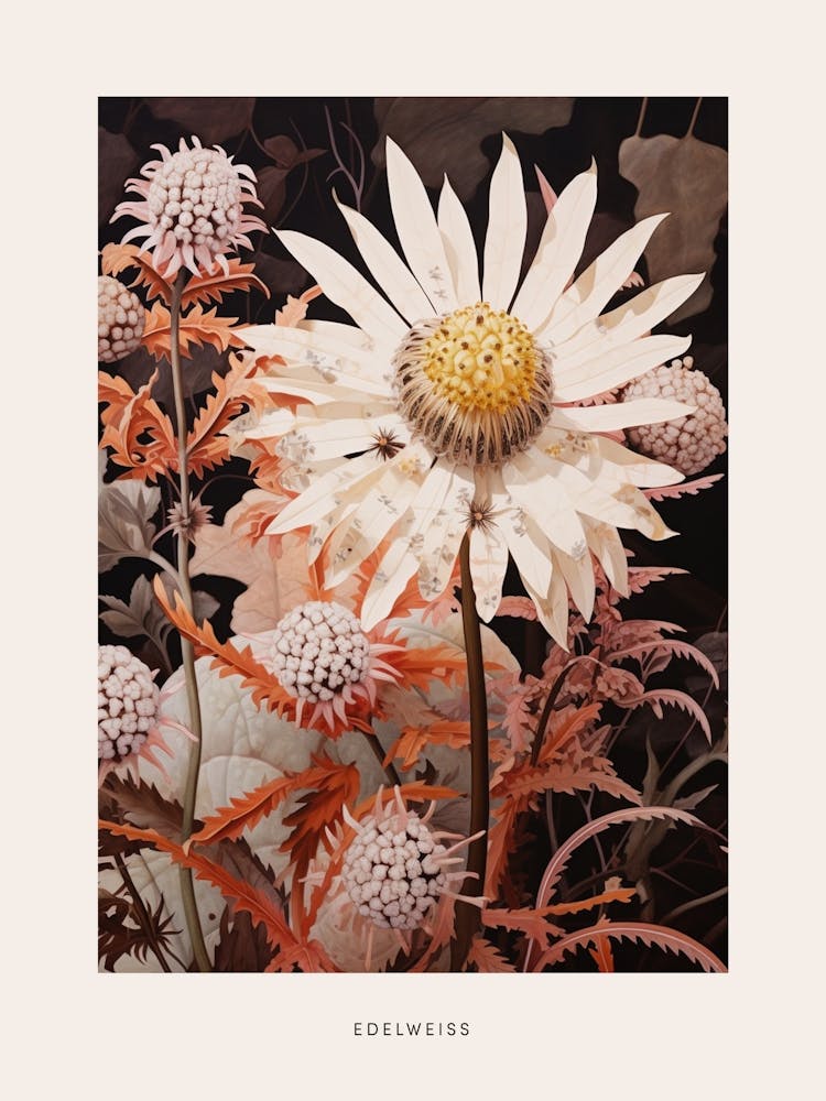 Flower Illustration Edelweiss 2 Poster