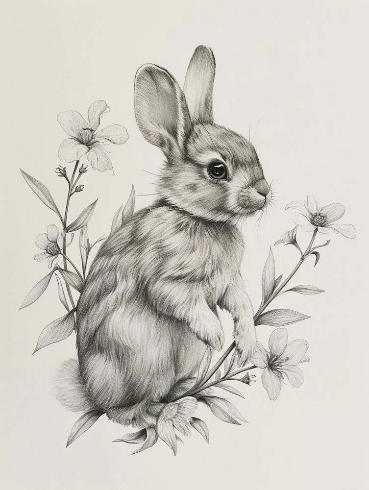 Mini Satin Rabbit Drawing 2