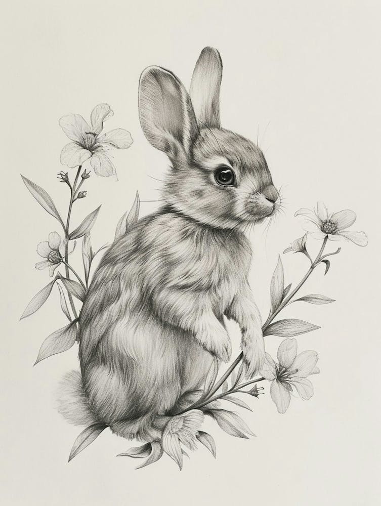 Mini Satin Rabbit Drawing 2