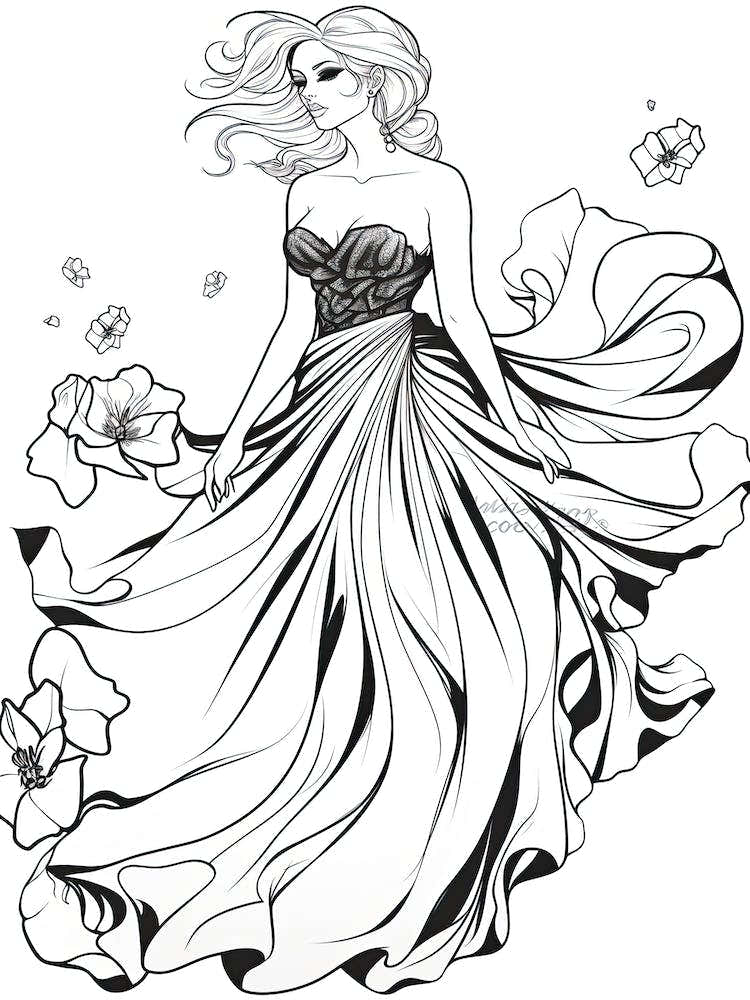 Bloom Body Girl Line Art 8