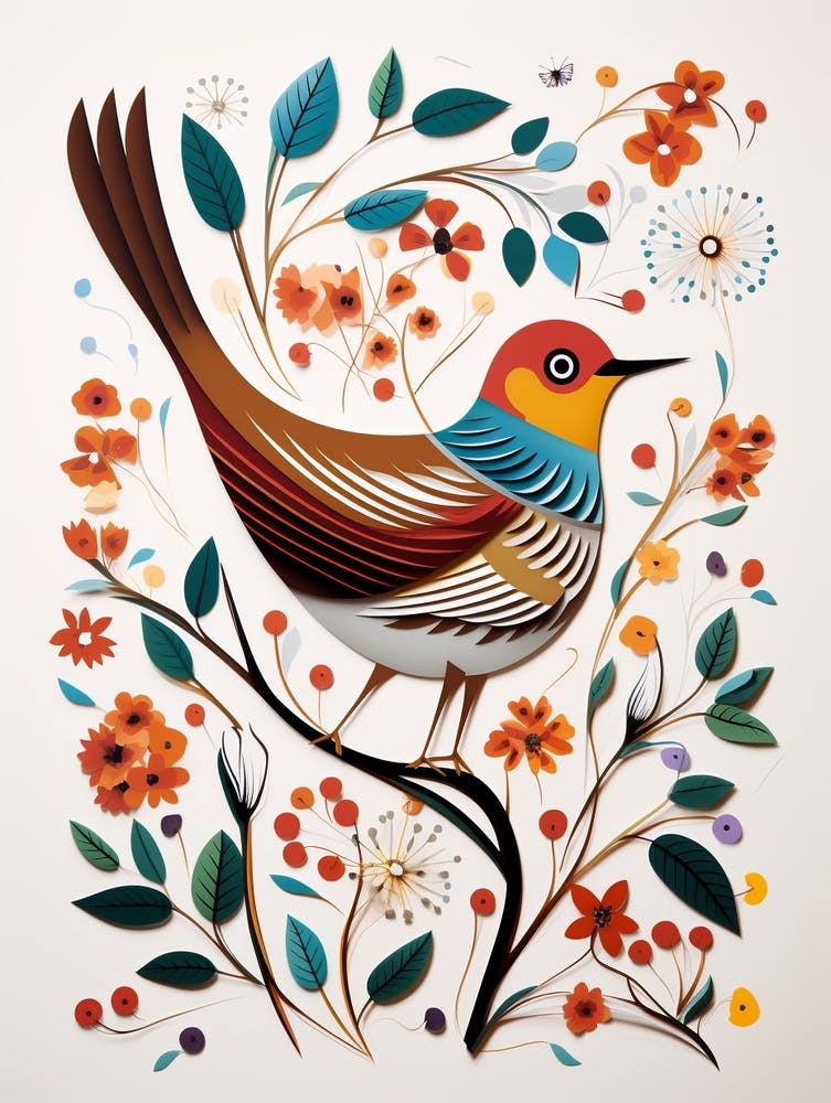 Scandinavian Bird Illustration Hermit Thrush 1