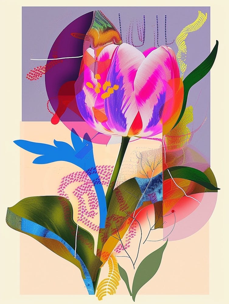 Tulip 3 Neon Flower Collage