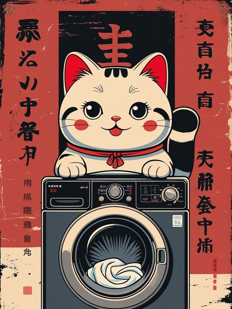 Chinese Cat In Washing Machine