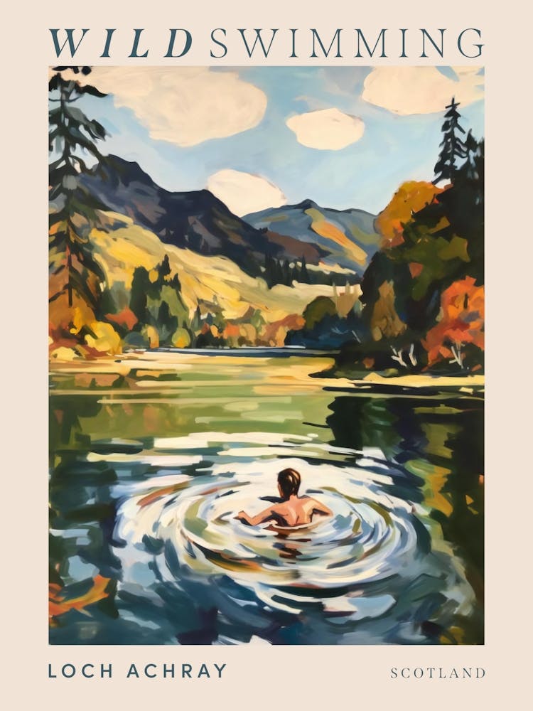 Wild Swimming At Loch Achray Scotland 2 Poster