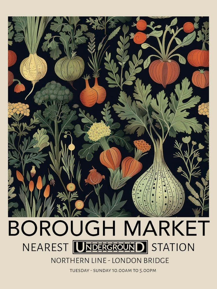 Borough Market 2 Vintage Underground Travel Poster