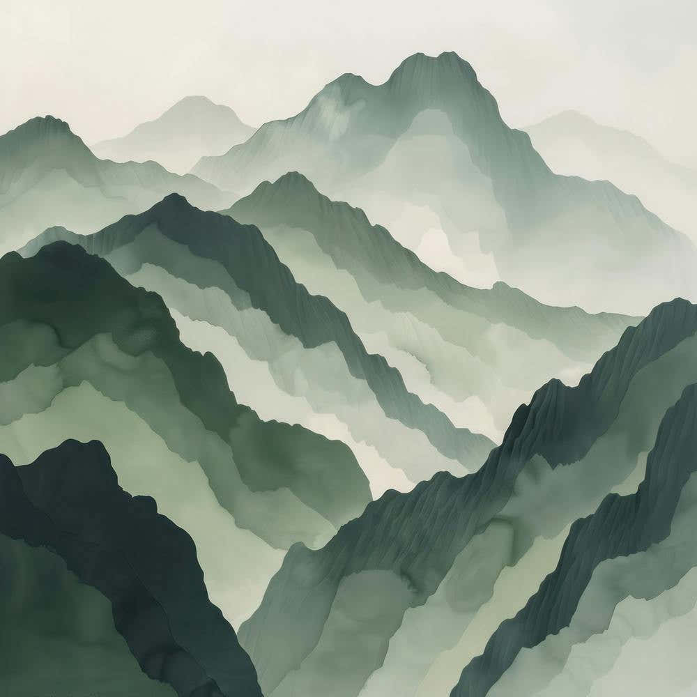 Japanese Watercolour Of Mount Hakusan 6